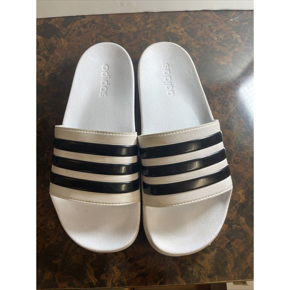 Adidas Men’s Adilette Shower Slides White/Black Size 10